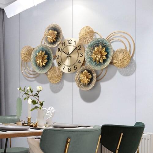 3D Metal Wall Clock Home Decor Chinese Flower Style Wall Clock for Living Room Decoration Modern Wall Decoration Wall Clock