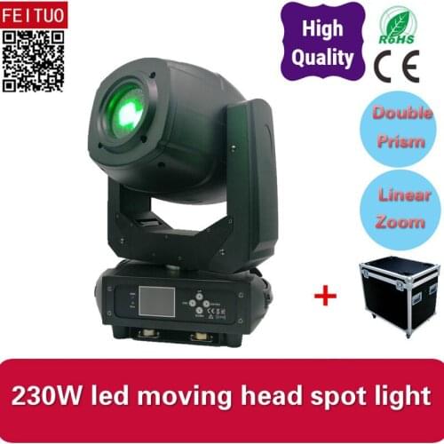 H-4Pcs+ fly case/lot Dj Equipment double prism 230w Spot led beam wash moving head light linear zoom gobo disco stage lyre