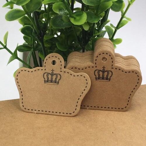 200 Pcs 5x4cm DIY Kraft Paper Tags Crown Label For Clothing Hang DIY Gift Christmas Wedding Party