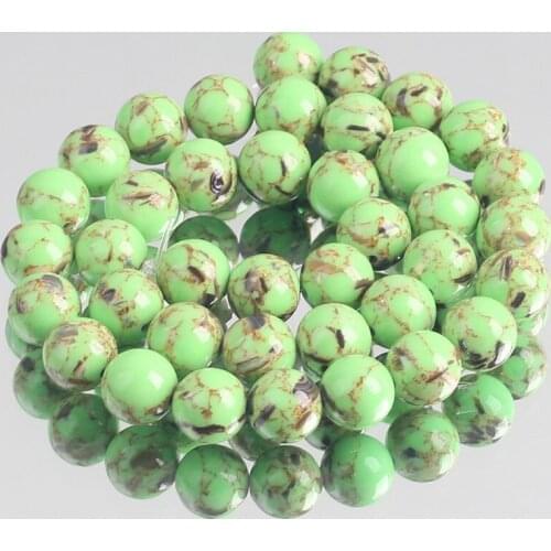 Lemon Green Howlite Shell Turquoises Stone Beads Round Loose Beads For Jewelry Making DIY Bracelet Accessories 4/6/8/10/12MM 15"