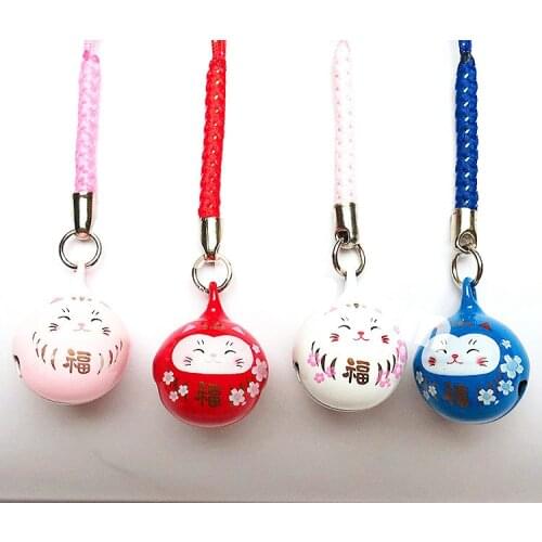 Auspicious ornaments Omamori bell pendant Fortune Neko lucky bag DIY pendant keychains pom pom keychain