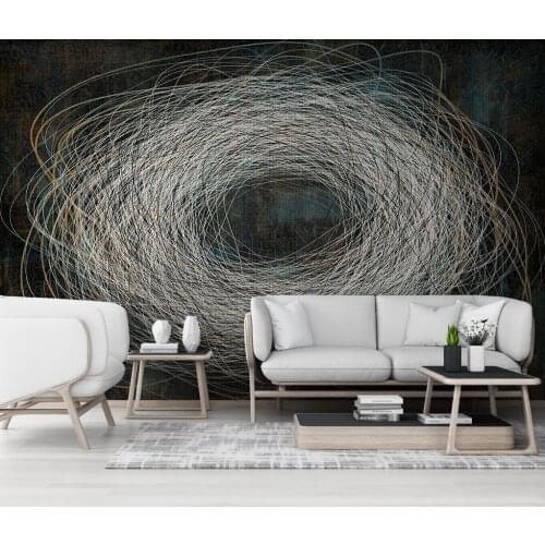 Custom large mural tapestry wallpaper modern minimalist abstract lines retro TV sofa background wall 3d wallpaper