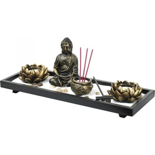 Zen Garden Buddha Statue Ornaments Candle Tray Tealight Candlestick Holders Decorative Accessories Home Decorations Figurines