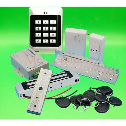DIY Full Keypad Rfid wood Door Access control system 350lbs 180kg Electric magnetic Lock + ZL Bracket+Power supply+exit button