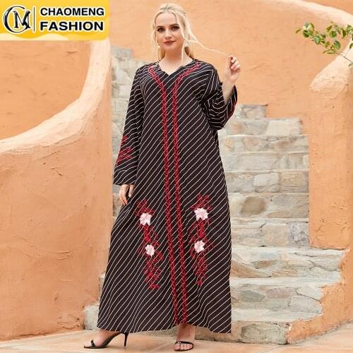Dubai Abaya Embroidered Fashion Plus Size Hijab Dress Turkey Kaftan Islam Clothing Muslim For Women Vestidos Arabic Maxi Robe