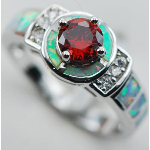 Garnet White Opal 925 Sterling Silver Ring Size 6 7 8 9 10 R1319