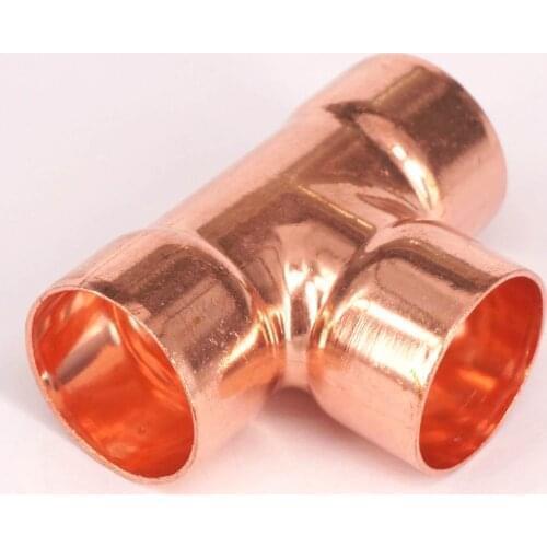I.D 38x1.2mm Copper End Feed Euqal Tee 3 Ways Pipe Adapter Air Conditioner Refrigeration Gas Water Oil
