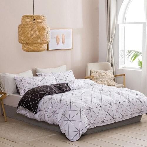 White Black Duvet Cover with Pillowcase Women Girls Boys Kids Bedding Comforter Cover Set Plaid Twin Queen King Size Reversible