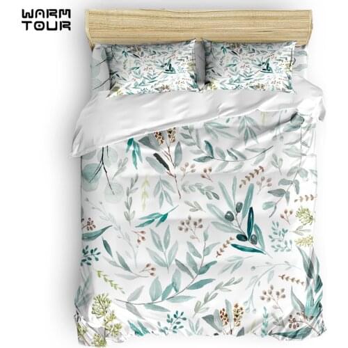WARMTOUR Duvet Cover Eucalyptus pattern Duvet Cover Set 4 Piece Bedding Set For Beds DHL Shipping Method