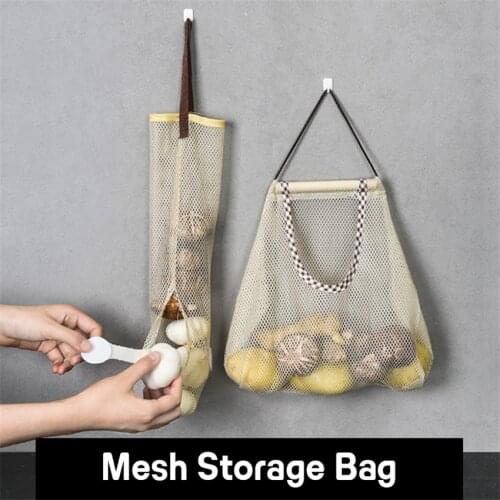 Creative kitchen Vegetable Onion Potato Storage Hanging Bag Hollow Breathable Mesh Bag Kitchen Garlic Ginger Mesh Storage Bag
