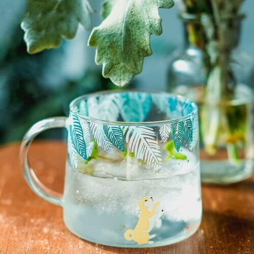 Creative Shiba Inu Glass Coffee Mug 320ml Cute Squirrel Tea Mug Elk Tea Cup Heat Resistant Glass Beer Mug Coffee Cup Dropship