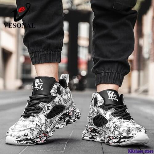 Youth Trending Graffiti Mens Sneakers Men Shoes Male Autumn Streetwear Hip Top Comfort Hip Hop Fashion Walking Footwear
