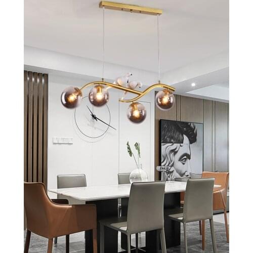 Nordic Glass Ball Chandeliers Lighting for Living Dining Room Modern Design Bedroom Kitchen Island Bubbles Ceiling Hanging Lamps
