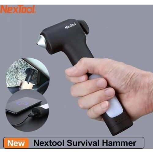 NexTool Multifunctional Survival Hammer Car Window Breaker USB Recharging Power Bank Car-Emergency Lamp Survival-Tool FromYoupin