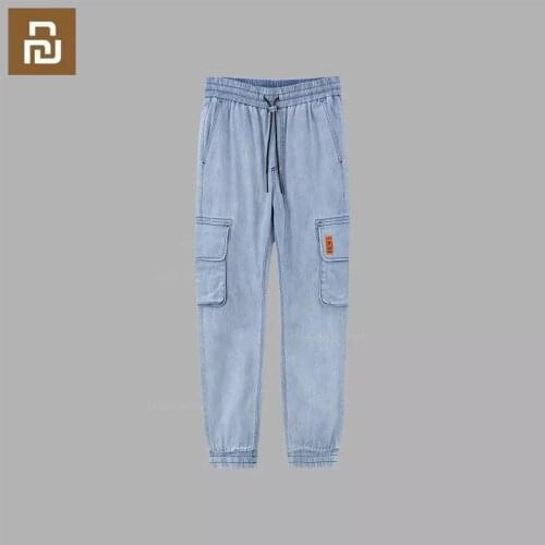 Xiaomi youpin fashion strappy jeans mens loose casual jeans trendy sports pants