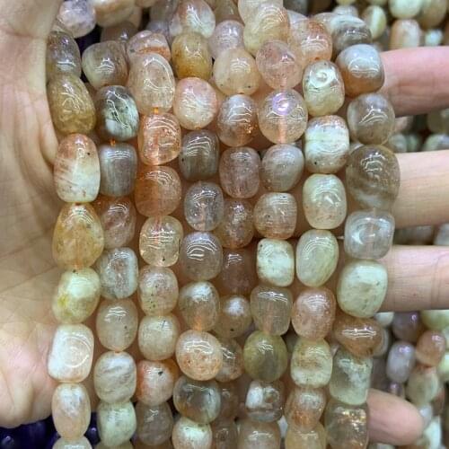 Natural Sunstone Stone Beads 15'' Orange Irregular Freeform DIY Loose Beads For Jewelry Making Women Beads Bracelets Necklace