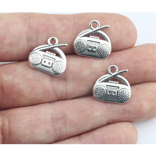 Newest 15Pieces 15*15mm Zinc Alloy Antique Silver Color Radio Charms Necklace Pendant Accessory For DIY Jewelry Handcraft