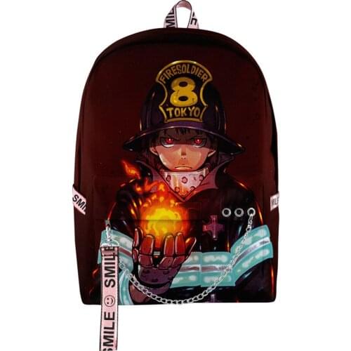 2020 New Casual Fire Force backpack Schoolbag Men/Women Shoulder Travel Bag Print Hip Hop Teenage Girls bag