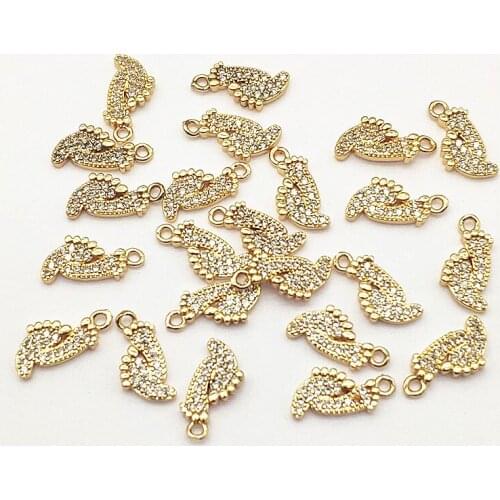 New arrival! 14x7mm 50pcs Cubic Zirconia Feet Shape Charm for Handmade Necklace Earring DIY Parts Jewelry Findings & Components