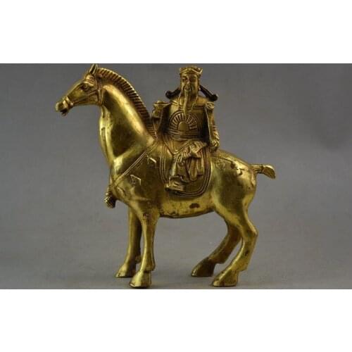 Details about Old Copper Carve Horse Carry The God Of Wealth Immediately Get Rich Lucky statue