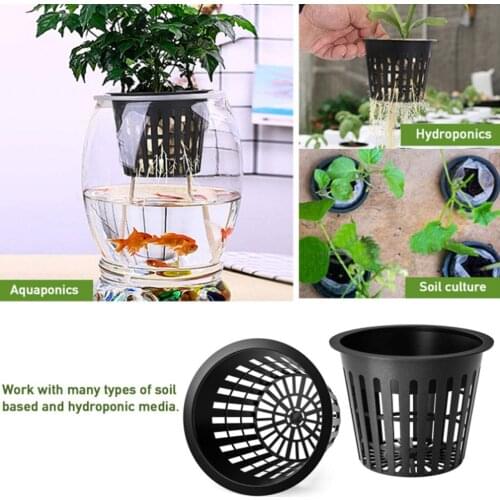 Heavy Duty Net Cups Root Holder Plant Pots Household Black Hydroponic Garden 10pcs Translucent Reusable Plastic Planting Basket