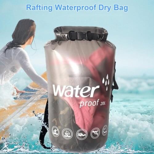 10L/20L Waterproo Dry Bag Sack Transparent Swimming Kayaking River Trekking Boating Rafting Storage Pouch Backpack Shoulder Bags