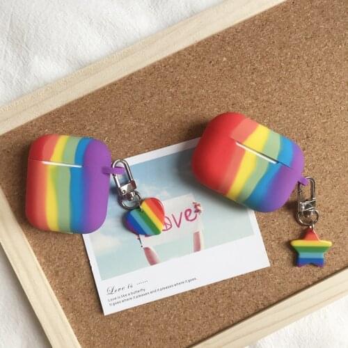 Silicone Case For airpods 1 2 Pro Rainbow love Key Chain Bluetooth Wireless Earphone Cover for airpods 1 2 Pro Accessories