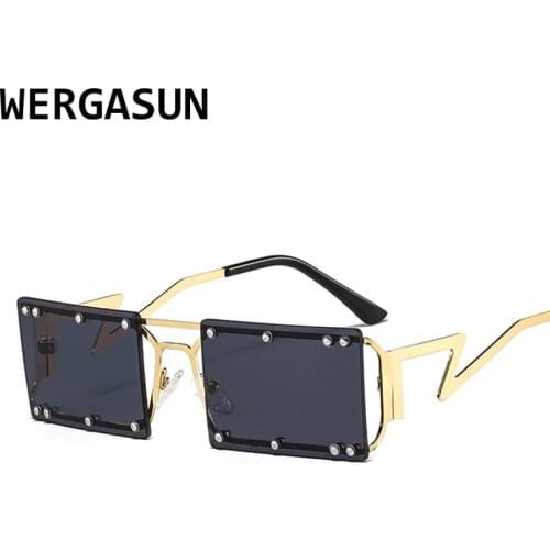 WERGASUN Classic Retro Rimless Sunglasses Women Brand Vintage Travel Small Rectangle Sun Glasses Female Oculos