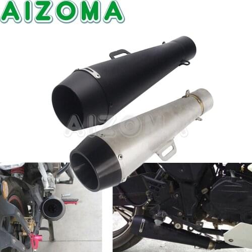 Universal 38-51mm Motorcycle Cafe Racer Exhaust Mufflers Pipe Sticker Black Chrome Silencer For Honda Suzuki Dirt Bike ATV