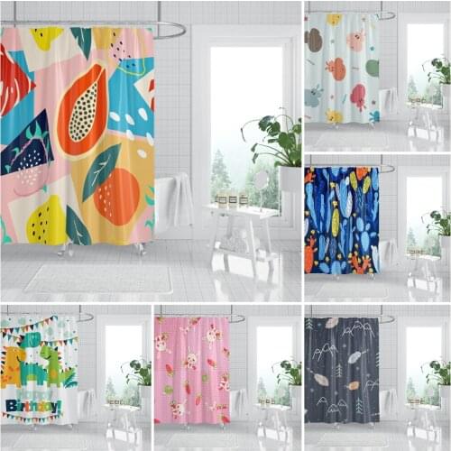 Cartoon Dinosaur Bathroom Curtain Cactus Waterproof Shower Curtains Polyester Bathtub Screen Printed Curtain For Home Decor