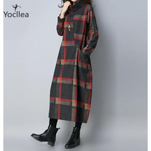 Модные платья в клетку YOCLLEA China At AliExpress
