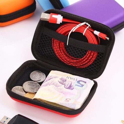 Protect Storage Bag for Headphones SD Card Cable USB Hard Case Cash Bags Round Square Shape Earphone Bag Pocket Holder Box
