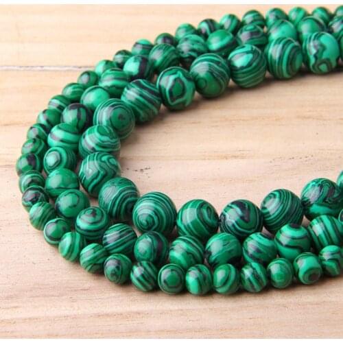 Green Malachite Beads 4 mm 6 mm 8 mm 10 mm 12 mm Natural Gem Stone Polished Smooth Round Beads For Jewelry Making DIY Bracelets