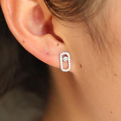 France Jewelry Authentic 925 Sterling Silver dainty 1pc zircon cute Earrings For Women European fashion delicate mini earr