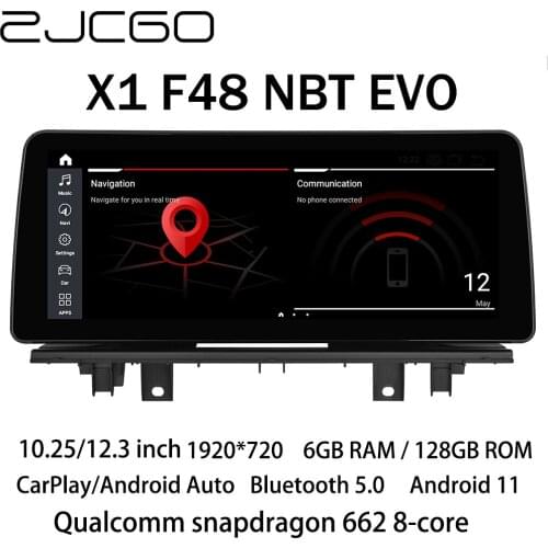 ZJCGO Car Multimedia Player Stereo GPS Radio Navigation Android Screen NBT EVO for BMW X1 F48 2015 2016 2017 2018 2019 2020 2021