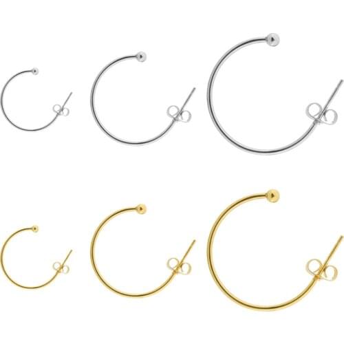 10pcs Stainless Steel C shape Loop Earrings Accessories DIY Ear Pin Handmade Earring Jewelry Making Findings