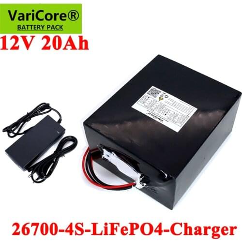 12V 20Ah 4S5P 26700 Lifepo4 Battery Pack with 4s 20A Maximum 60A Balanced BMS for Electric Boat E-bike 12.8V Lawn mower