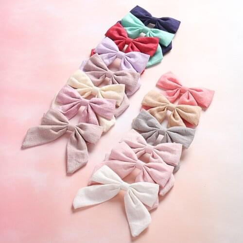 14PCS Newborn Baby Hairpins Handmade Big Bow Cotton Girls Hair Clips Infant Baby Kids Head Wear Hair Accessories 1-10y