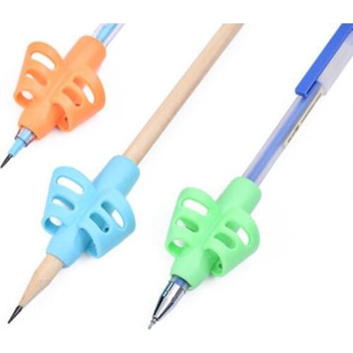 3pcs/set Two-Finger Pencil Grasp Soft Silica Gel Pen Grip Writing Training Correction Tool Pen Holding for Kids Bracket Set Gift