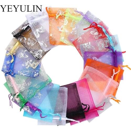 50pcs 7x9 9x12CM Organza Bags Jewelry Packaging Bags Wedding Party Decoration Drawable Bags Gift Pouches 20 Colors