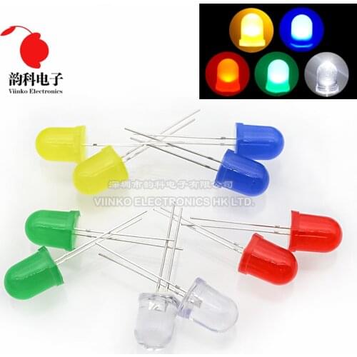 10pcs 10mm LED Diode F10 Assorted Kit White Red Green Blue Yellow DIY Light Emitting Diode