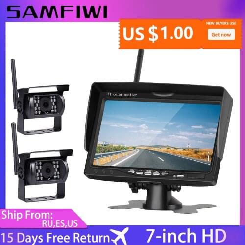 7 inch Wireless Car Monitor 12-24V Parking Reaverse Backup Camera System TFT LCD Screen IR Night Vision Wifi Rear View Camera