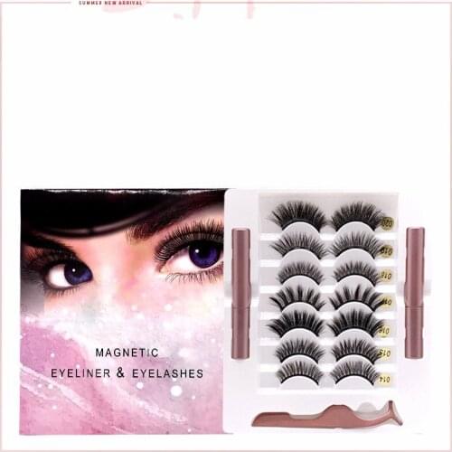 7 pairs magnetic eyelashes with 5 magnets, reusable handmade 3D mink false eyelashes natural with magnetic tweezers