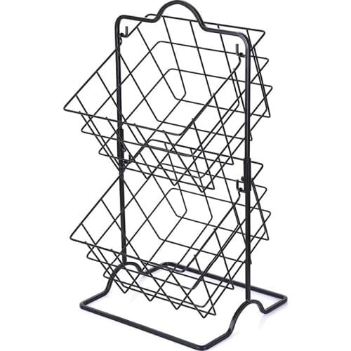 Big deal Double Layer Iron Basket Art Wrought Storage Basket Desktop Bathroom Organizer Holder Home Container Panier De Rangemen