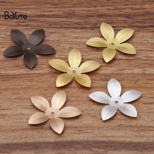 BoYuTe (50 Pieces/Lot) 26MM Metal Copper Stamping Flower Jewelry Accessories Diy Hand Made Materials Wholesale