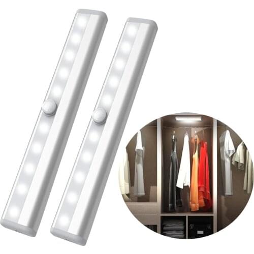 LED Under Cabinet light aisle Lamp with Wireless PIR Motion Sensor Powered by AAA battery Closet Stairs Wardrobe Bed Side Light