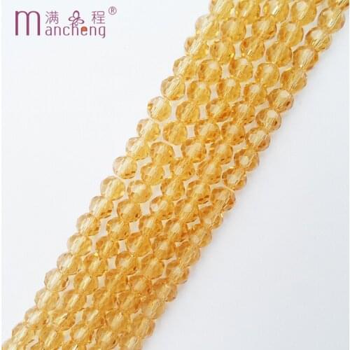 Facet 6MM Golden champagne ball crystal beads Hot sale 6mm Czech Gold champagne crystal bead Round ball Loose beads(98-100bead)