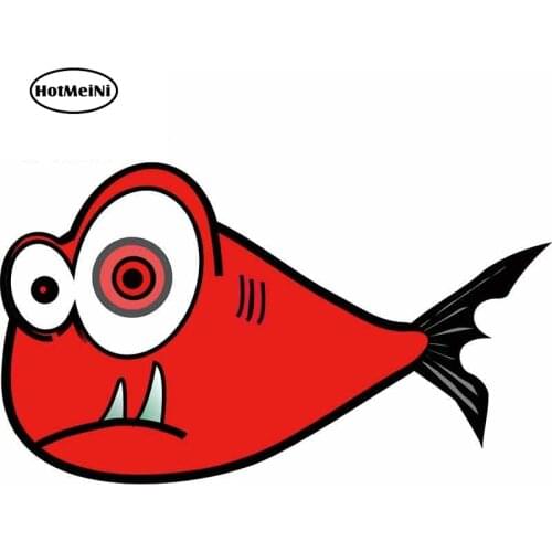 HotMeiNi 13cm x 7.6cm for Fish Red Black Teeth Crazy Fine car sticker DIY Motorcycle Stickers Bumper Waterproof decoration