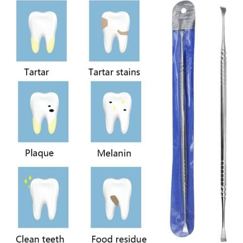 Tartar Cleaning Tool Dog Pet Tooth Scaler Scraper Stainless Steel Upgraded Pet Cat Cleaning Double Head Teeth Scaler Remove Tool