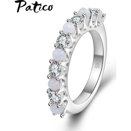 New Fashion Boho Female Finger Ring Small White Opal Stone Ring Vintage Jewelry Fashion Wedding Rings For Women